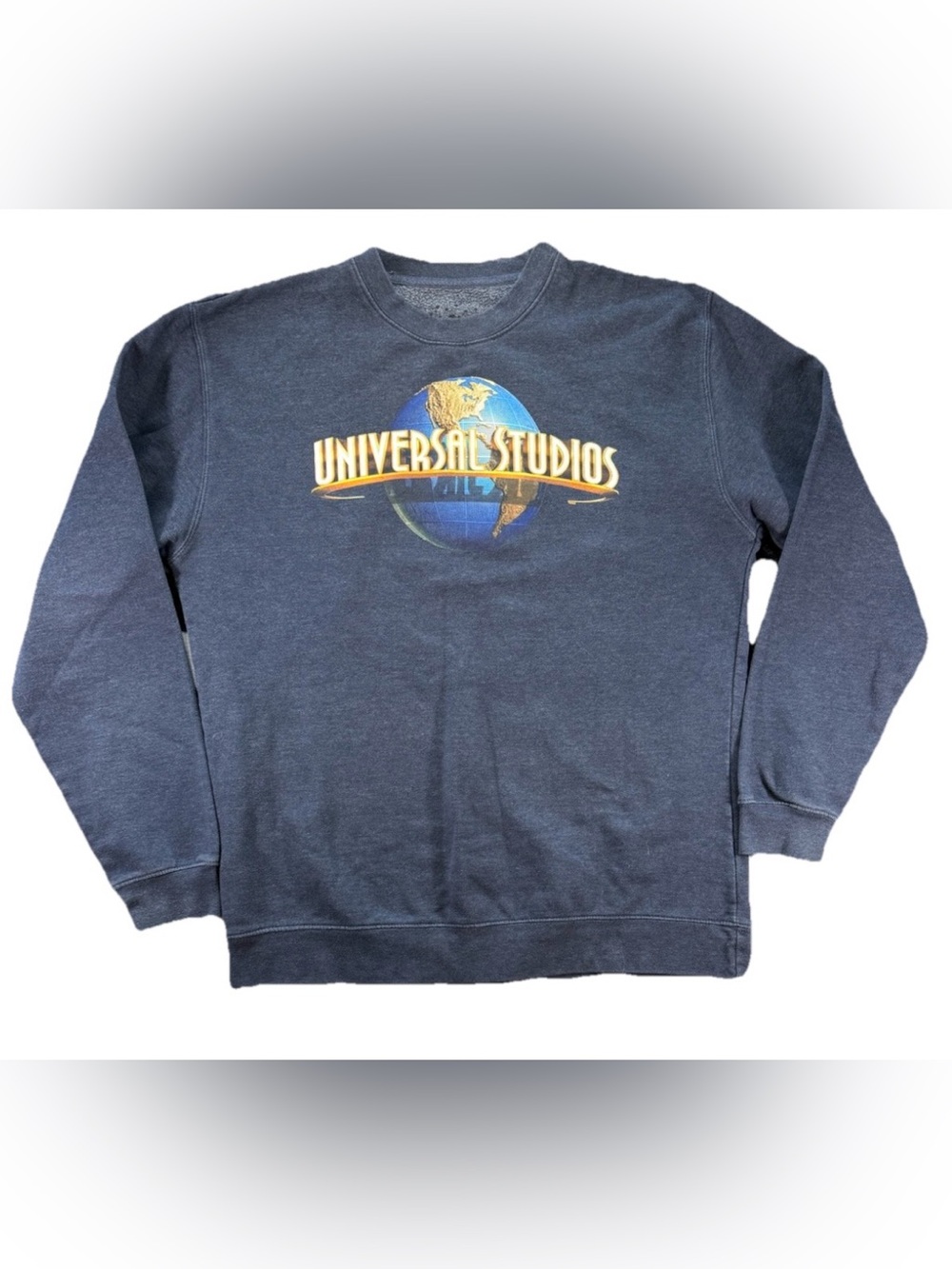Vintage Universal Studios Earth Globe Logo Crewneck Sweatshirt Men’s XL Blue